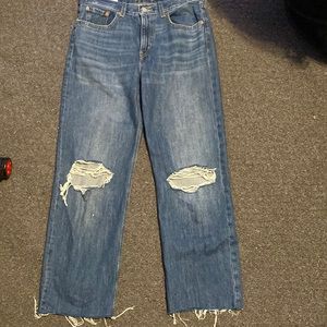 Levi’s ripped wide leg blue jeans